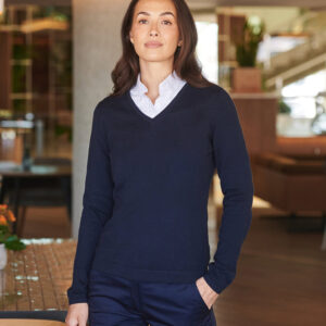 WOMEN'S LONG SLEEVE V-NECK JUMPER